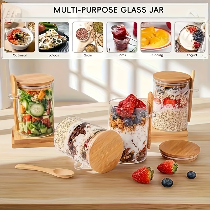 Набор стеклянных стаканов для  – обзор и цена Meal Prep Oatmeal Jars